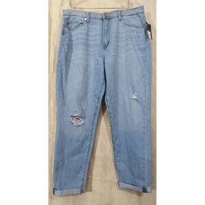 Universal Tread Women's Denim Pants Boyfreind Jeans Light Blue Distressed S16/30